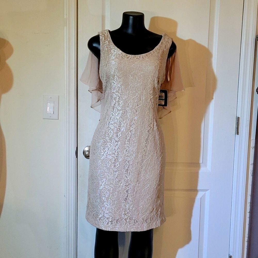 BRAND NEW JH COLLECTIBLES EVENING LACE TAN DRESSES